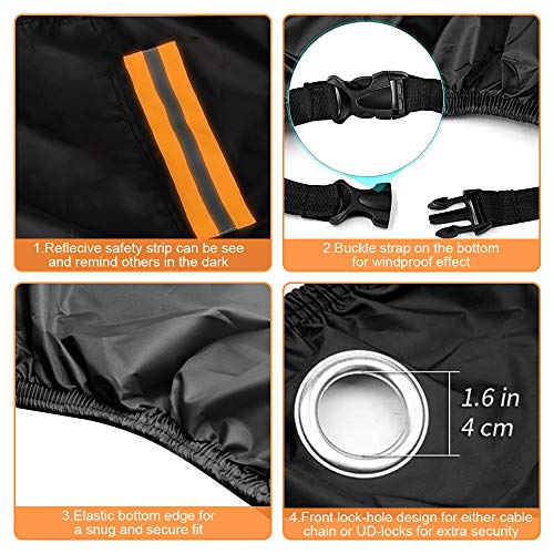 Housse Moto, opamoo Housse de Protection pour Moto Nylon 210T Imperméable Anti Pluie Anti Neige Anti Poussière Couverture de Moto Anti Vent UV pour Moto Scooter avec Sac 245x105x125cm - Noir - Image 8