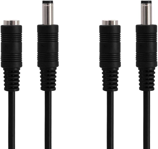 VCE 2 Pack 2.1mm x 5.5mm DC Power Male to Female Adapter Extension Cable Compatible with 12V CCTV Wireless IP Camera, LED, Car 0.9m