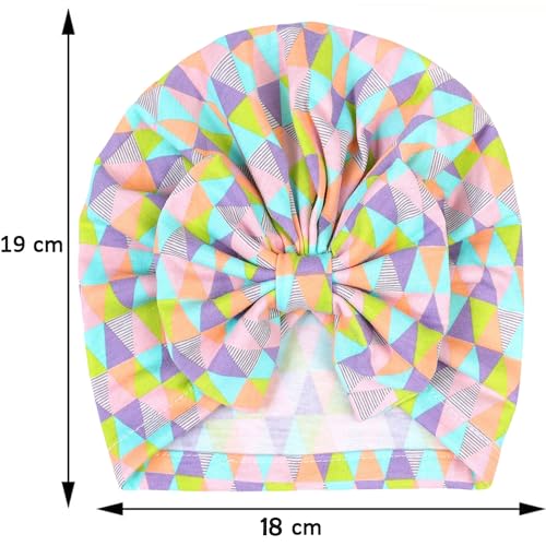 Image of BabyMoon Beanie Floral Bow Baby Boy's & Girl's Cap Kids | Toddler Infant Hat |Multi | 6-48 Months Multicolour