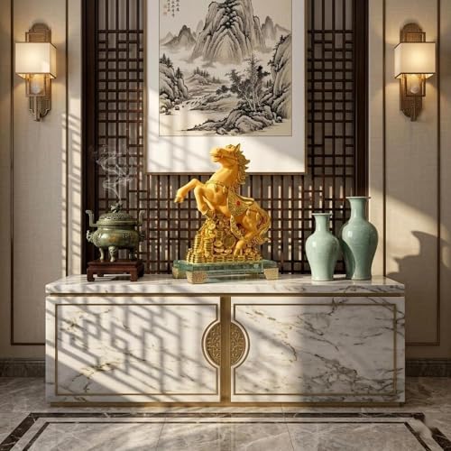 Estatua de caballo chino de resina para decoración miniatura 3