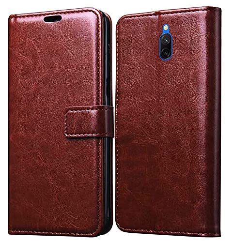 Jotech® Leather Finish Flip Back Cover for Mi 8A Dual - Brown