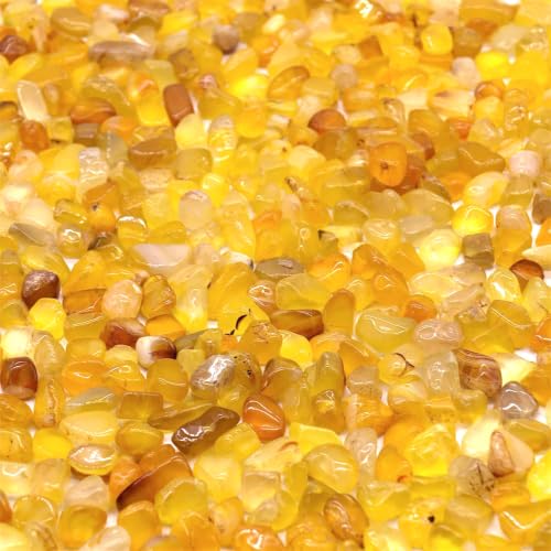 Image of WAYBER Natural Tumbled Agate Quartz Decorative Crystal Stones, 1 Lb Yellow | Lustrous Polished Finish, Rich Long-Lasting Hues, Toxin-Free Material, Perfect for DIY Crafts & Home Decor