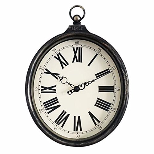 Sjqka Wall Clocks 8 Inch American Retro Old Iron Oval Rings Imitation Quartz Clock Clock Clock Room #TOP2