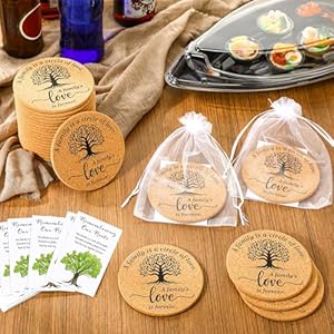25 sets family reunion favors include a family is a circle of love cork coaster absorbent cork mat with cards and organza gift bags for reunion gathering party gift  urban country home decor
