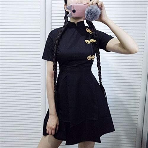 Amazon 日本の原宿ヴィンテージゴシックロリータドレス黒赤スリム中国風のチャイナドレス 映画 テレビプリント 通販