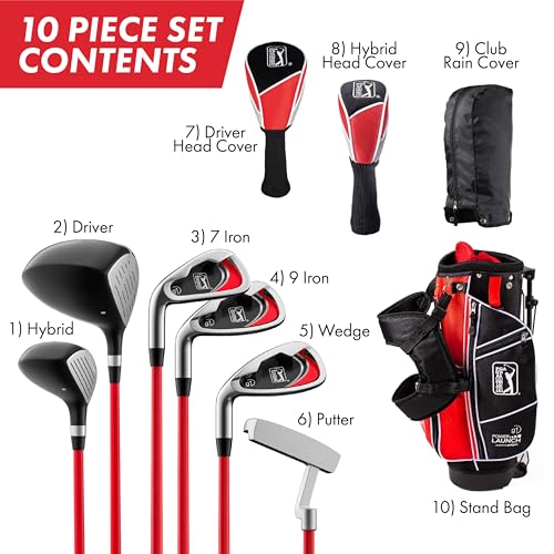 Image of PGA Tour Youth Golf Club Set - Ages 3-5 (3'6 inch-4'1 inch) and 5-8 (4'1 inch - 4'8 inch) Right and Left Handed Beginner Junior Golf Clubs with Lightweight Golf Bag, Mallet Putter, Driver by Golfgen