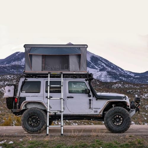 Outdoor Hard Shell Rooftop Tent for Offroad Camping 2-3 Person Pop up Vehicle SUV Trucks RTT Overland with Ladder LED Lights