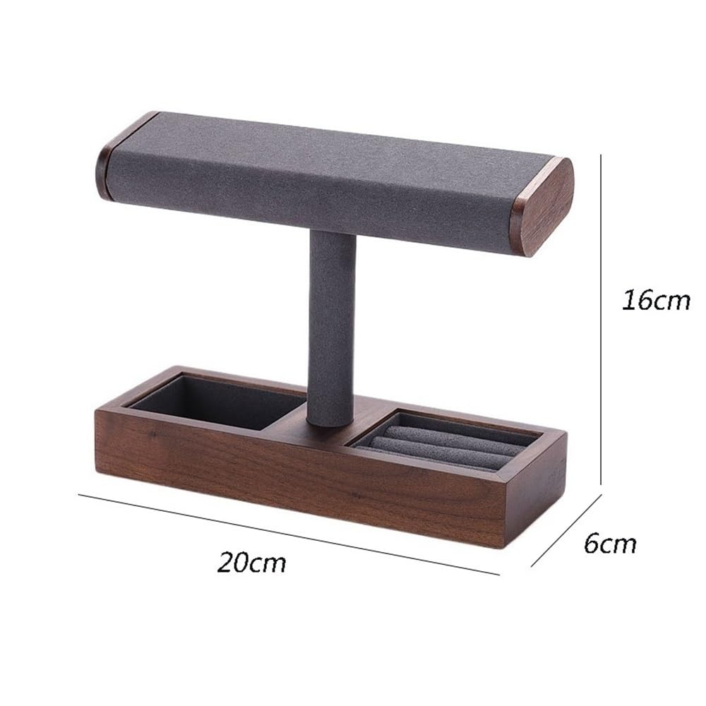 Expositor de joyas, soporte para guardar relojes, expositores de nogal, para pulpositor de joyas, soporte para guardar relojes, expositores de nogal, para pulseras, anillos y collares (gris)