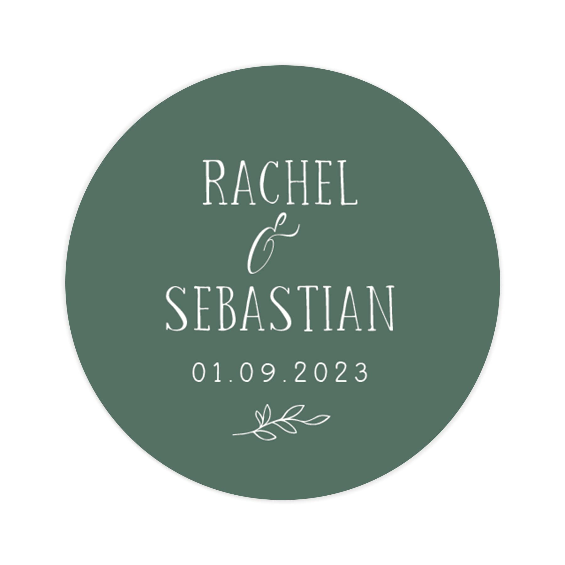 Manta Makes Personalised name stickers for wedding stationery | custom named favour/favor printed round sticker colours pink purple black red green navy light blue cream (Emerald)
