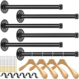 ZOOFOX 6 Pack Industrial Pipe Clothes Bar, 12 Inch Wall-Mounted Clothing Rack, Heavy Duty Metal Coat Hook for Bathroom, Bedroom, Laundry Room, Retail Boutique Display