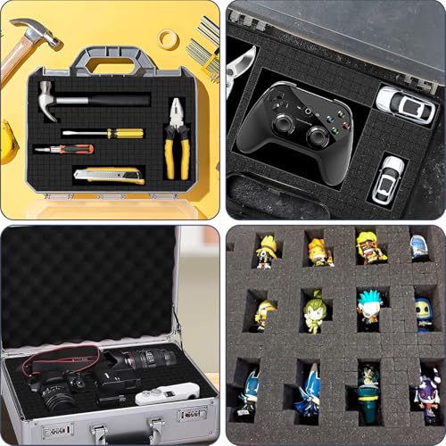 HUALIANG 4 Stück Schaumstoff Zuschnitt, Rasterschaumstoff Schaumstoff Polster, Schaumstoffeinlage Werkzeug Kamerakoffer Foam für Koffereinlage Tabletop Miniaturen(2er 40 x 30 x 5cm + 2er 40x30x1cm)