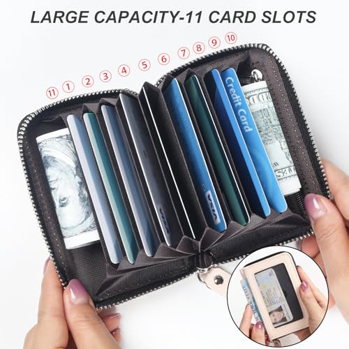 Image of Credit Card Wallet, RFID Card Case Wallet, Zipper Card Cases Holder for Men Women, RFID Blocking, KeyChain Wallet, Compact Size Card Organizer Case for Women