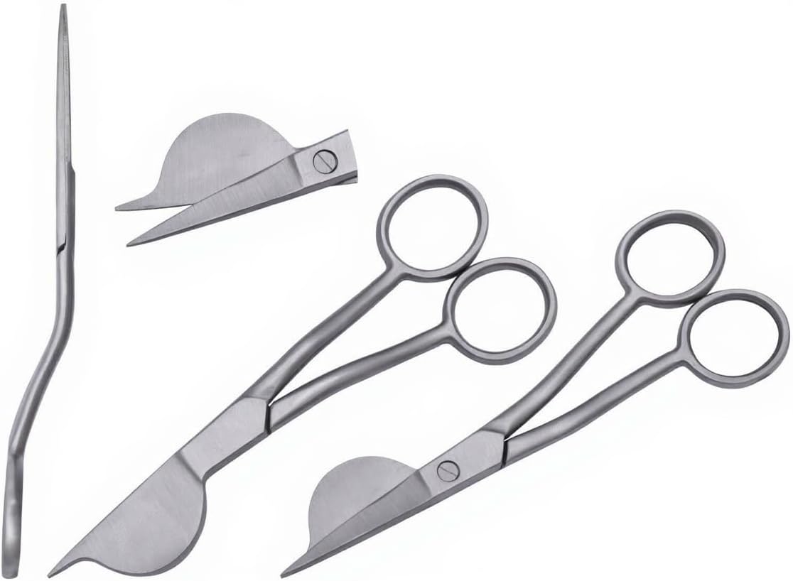 6 Inch Half Duckbill Applique Scissors, Curved Embroidery Lace Thread Quilting Shears, Double Bent Curved Offset Handle for Embroidery, Fabric, Thread, Knitting, Sewing, Arts & Craft