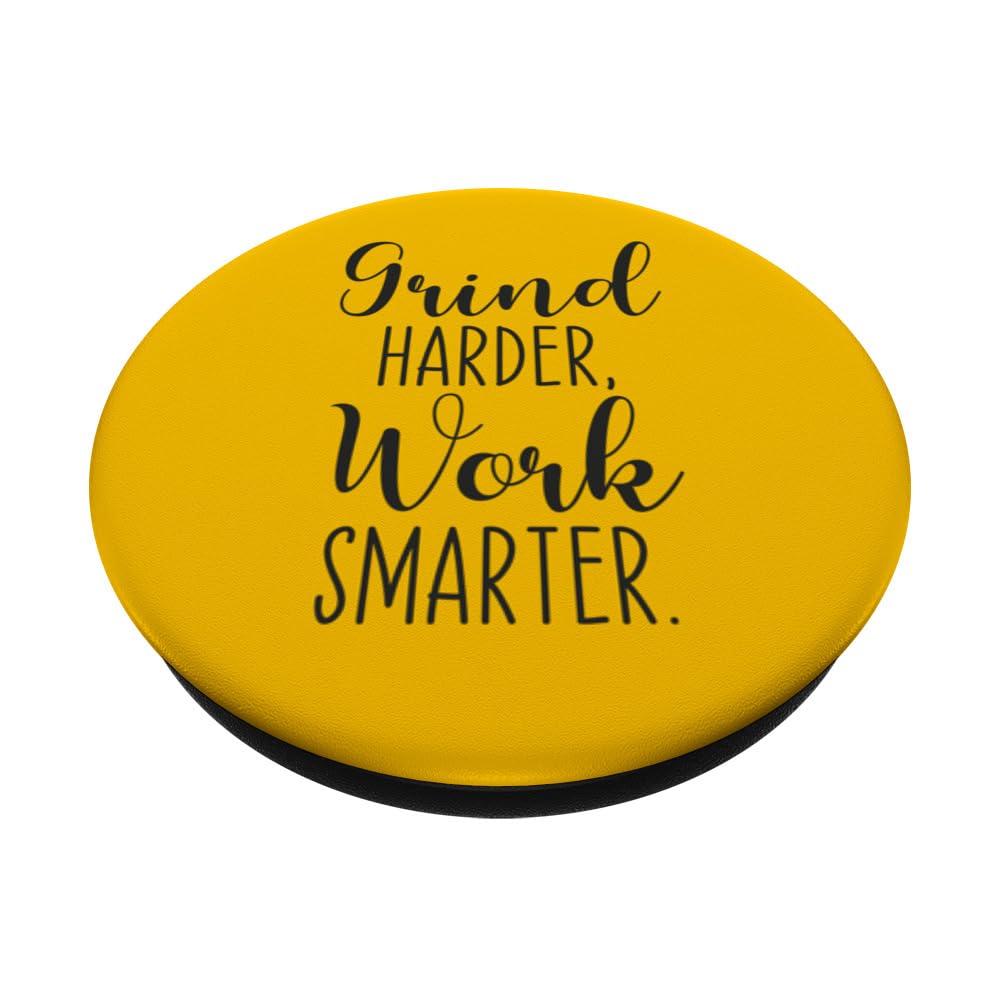 Grind Harder, Work Smarter, Gym, Hustle, Success, Motivation PopSockets Swappable PopGrip, Black - Image 2