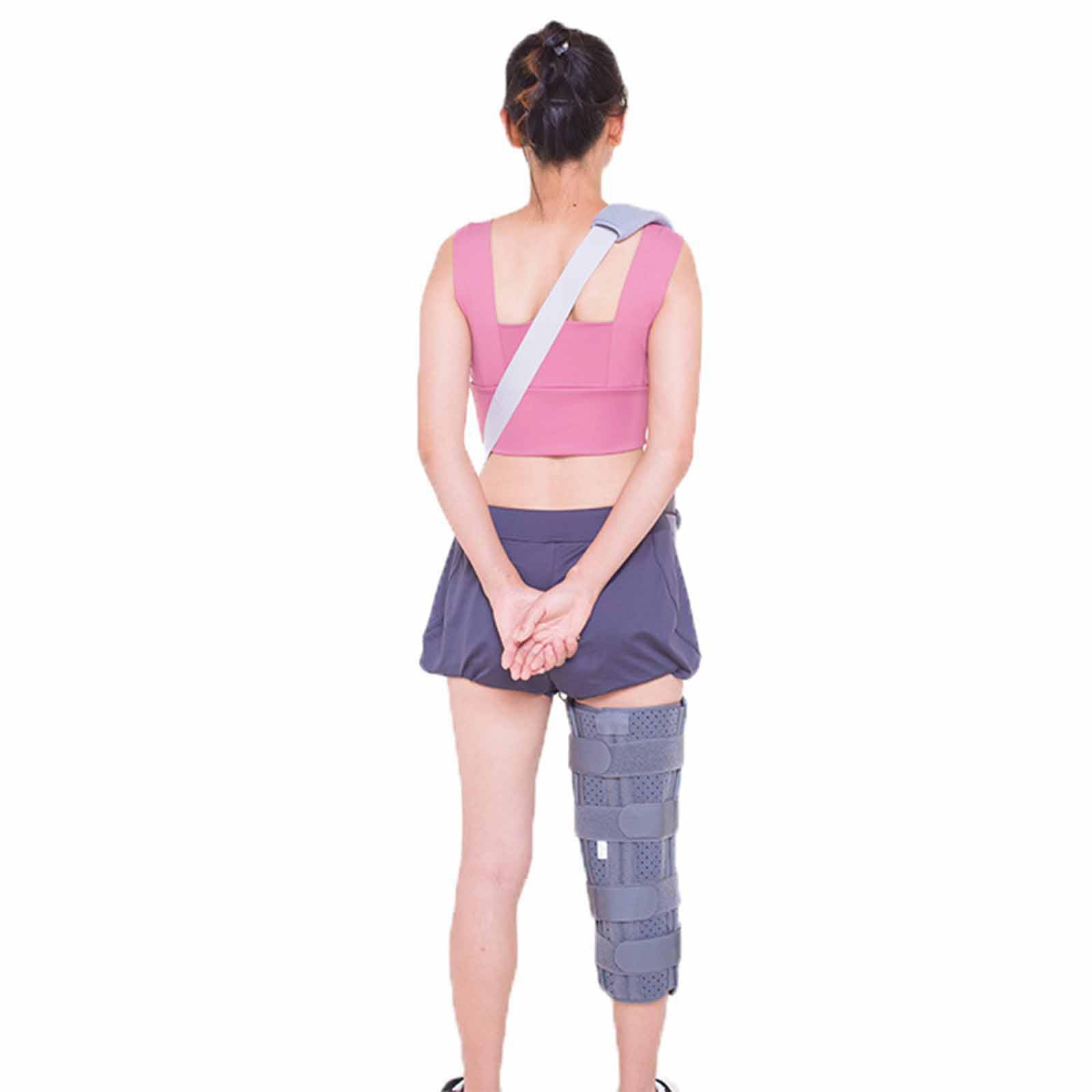 Férula inmovilizadora de piernas, férula de Rodilla, Abierta, Cabestrillo de Pierna anticaída, Abrazadera inmovilizadora de piernas Transpirable para Personas con Lesiones en Las piernas (XL)