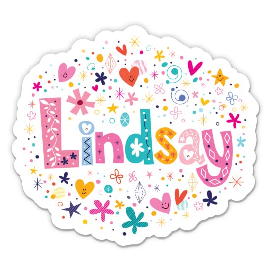 Lindsay Girl Name Cute Kid Lunchbox - 5" Vinyl Sticker - for Car Laptop I-Pad - Waterproof Decal