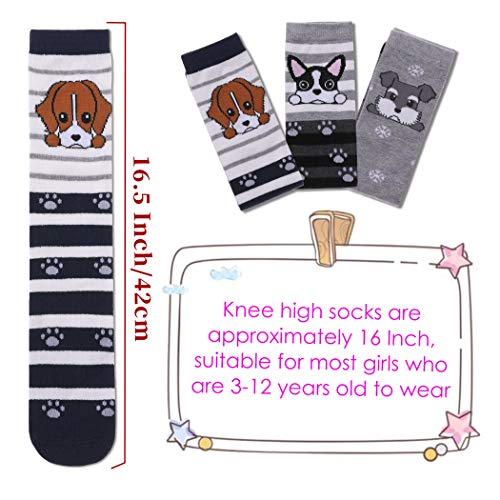 Image of FNOVCO Girls Knee High Socks Cartoon Animal Patterns Cotton Over Calf Socks