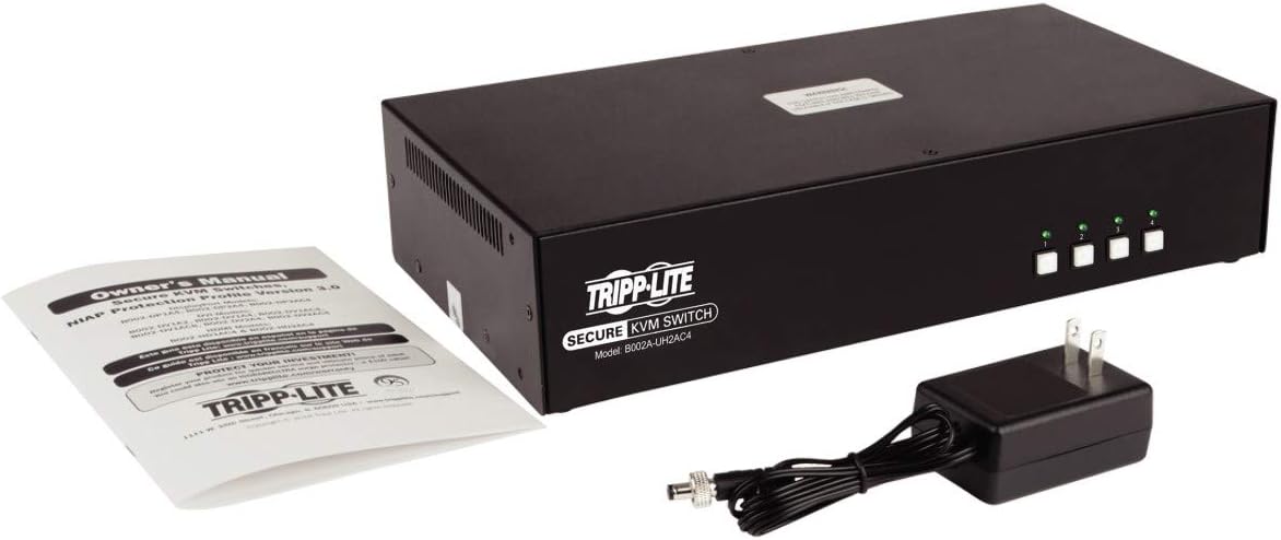 Tripp Lite Secure KVM Switch 4-Port Dual-Monitor HDMI 4K NIAP CAC PP3.0 TAA (B002A-UH2AC4)