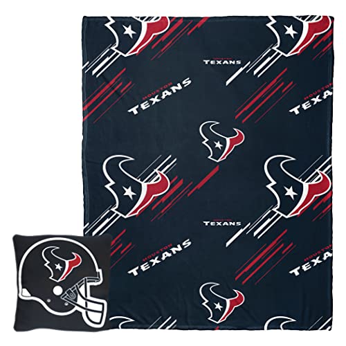 Northwest NFL Slashed Pillow 14X14 and Throw Blanket 40X50 Set with Back Pocket Houston Texans