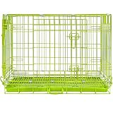 Piivos Green Dog Cage for Small Dogs, Collapsible 30 Inch Dog Crate, Metal Wire Dog Kennel Indoor/Outdoor with Removable Floor Grid Tray, Double Doors Dual Locks, Carrying Handle