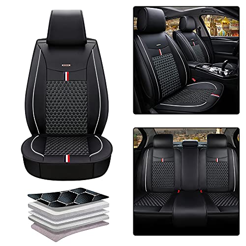 SAINANAR Housse De Siege Voiture pour Duster Prestige Dokker Stepway Sandero Stepway 2000-2021 5 Pièces Protection Siège Auto Coussin Antidérapant Beige Noir Cover