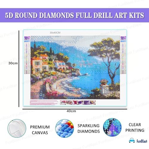 Image of FunBlast 5D Diamond Painting Kit, 12x16inch Diamond Painting Kit for Adults & Kids, Suitable for Home Leisure and Wall Decoration, Gift for Kids and Adults (Five)