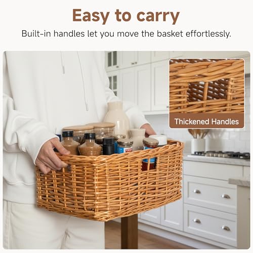 Image of StorageWorks Pantry Baskets, Willow Storage Baskets for Organizing, Shelves, Pantry Organizers and Storage, Brown, 15 inch L x 11 inch W x 6 inchH