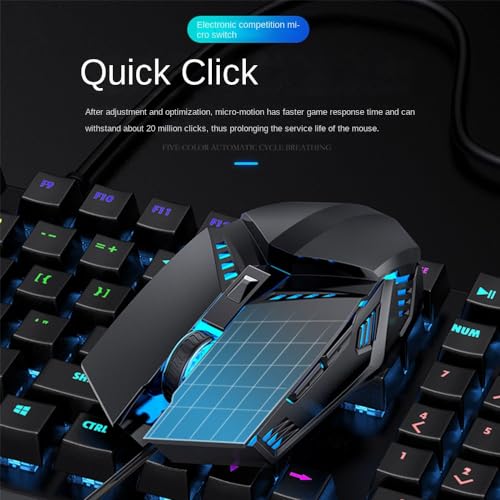 Image of Aimery Wired Gaming Mouse Macros Computer mice Mechanical 5 Colors Breathing Light with Silent 6 Keys USB Braided Rope 4 Speed DPI Ergonomics with PC /Laptop