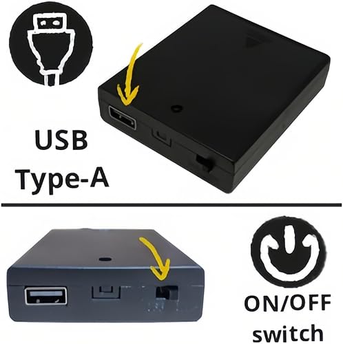 Miniatura 4 de Decorit Caja de soporte de batería 4-AA a USB con interruptor de encendidoapagado para cadena de luces LED alimentadas por USB tira de luces luces