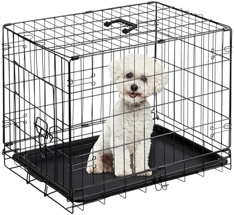 DUMOS Dog Crate, 24 Inch Medium Single Door Dog Cage with Plastic...