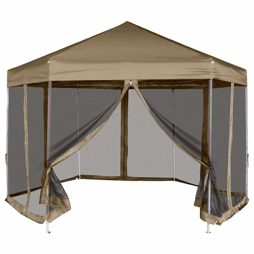 Auvent de jardin taupe 3,6x3,1m avec tente à baldaquin