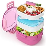 【más Fresco con Paquete de Hielo】 Nuestro bento box tiene un paquete de hielo extraíble incorporado, que mantiene frescos los alimentos en las capas superior e inferior durante aproximadamente 5 horas. Incluso en verano puede mantener su comida o comidas frescas y sabrosas. También se puede sellar y usar como una caja bento normal sin la paquete de hielo.