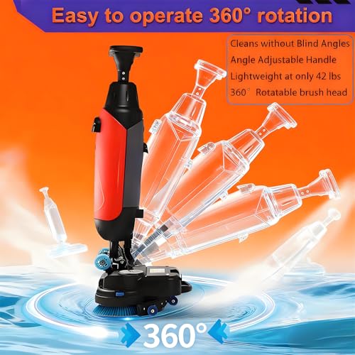 LMYYDES Pulidora de Azulejos y fregadora de Suelos inalámbrica automática de 36 V/10,5 A, 2 cepillos Ajustables de 200 W, depósitos de Agua Independientes de 4 L + 6 L Grey - imagen 5