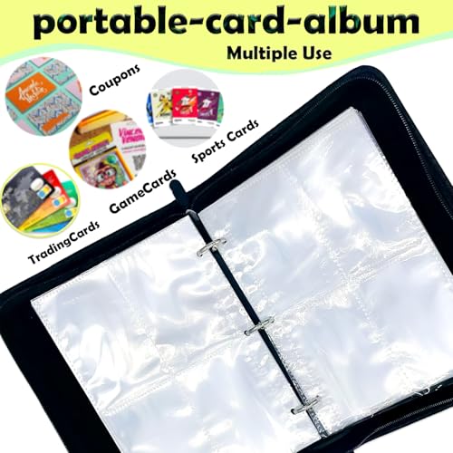 Image of 2 Pink Card Binder, 900 Pocket Trading Card Binder with Zipper, Removable Sleeves Card Album for TCG Cards, Cute Card Binder for Girls