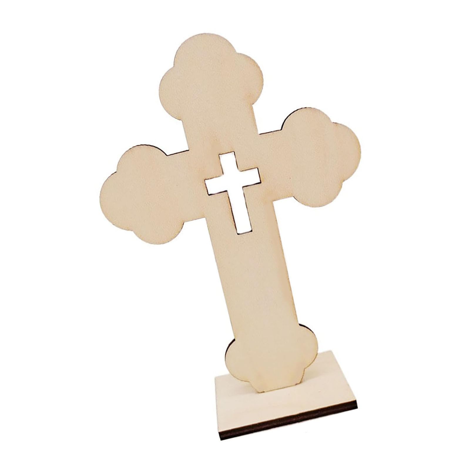 Nucelit 10Pieces Unfinished Wood Crosses for Centerpieces or Decoration with Stands in Various Option Decoration