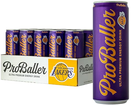 ProBaller Ultra Premium Energy Drink - Natural Clean NSF Certified Sport Drink - Gluten Free, Amino Acids, Taurine, Organic Agave, Vitamin B 12 Methylcobalamin, Electrolytes - 15 Pack - Citrus - Lakers