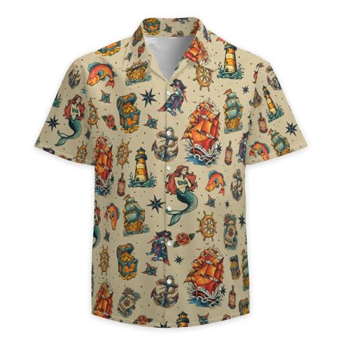 Funny Hawaiian Shirt for Men Vintage Print Short Sleeve Button Down Casual Summer Party Shirt2