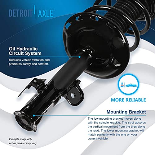 Image of Detroit Axle - 4pc Struts Shocks for 2006 2007 2008 2009 2010 2011 2012 Toyota RAV4 [3.5L] Complete 2 Front Strut w /Coil Springs 2 Rear Shock Absorbers Replacement Ready Quick Strut Assembly