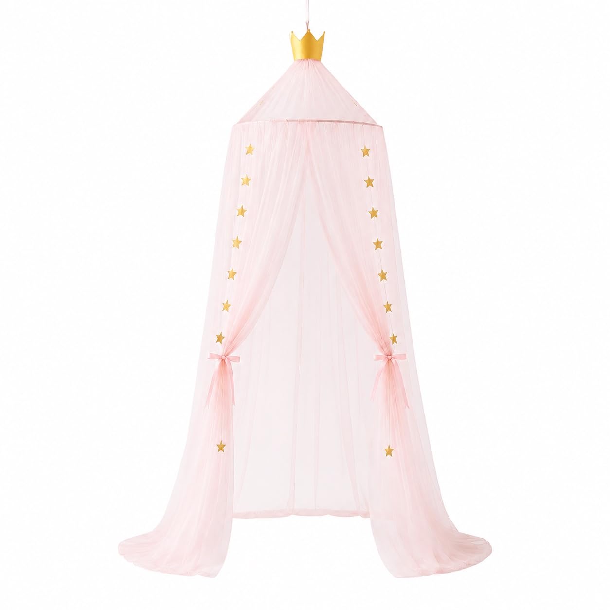 Bed Canopy for Girls, Canopy for Girls Room with Stars Decor, Dreamy Crib Canopy for Girls-Soft, Flowy &amp; Easy to Install-Princess Canopy for Girls Bed, Reading Nook, Crib, Pink