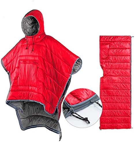 Thermal Poncho Wearable Hooded Blanket - Envelope Lightweight Camp Sleeping Bag Cloak Cape Windproof with Premium Stuff Compression Sack for Backpacking Hiking Hunting Fishing Military Outdoor Sport