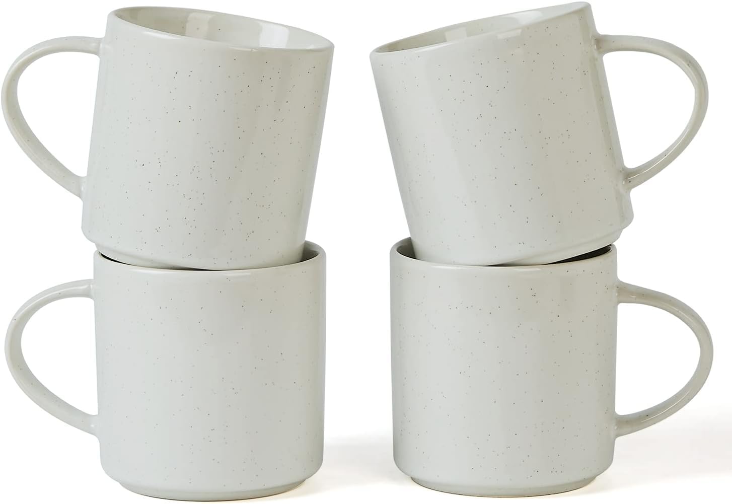Juego de 4 tazas de café de gres de 355 ml, mango grande, apto para microondas y lavavajillas, perfecto para café con latte, capuchino, té y mucho más