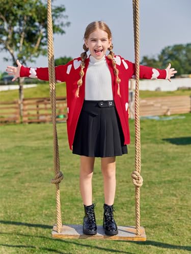 Image of Girls Cardigan Kids Open Front Oversized Sweater with Pockets | Casual Cardigans, Soft Knit, Long Sleeve, Uniform Cardigan for Girls, 7-14 Years