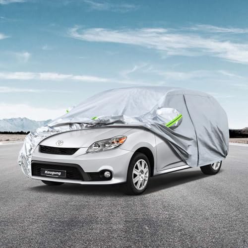 Image of Kaugung 6 Layers Car Cover Custom Fit Toyota Matrix (2002-2014), Waterproof All Weather Resistant Outdoor Indoor Sun Rain Dust S Protection.(USA Warehouse,Within 3-7 Days) Silver