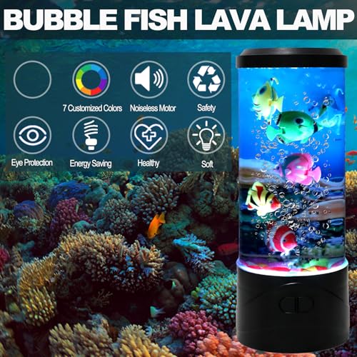 image for YPCOO Mini Bubble Fish Lamp,Fake Fish Tank Aquarium Lamp,Multi-Color C