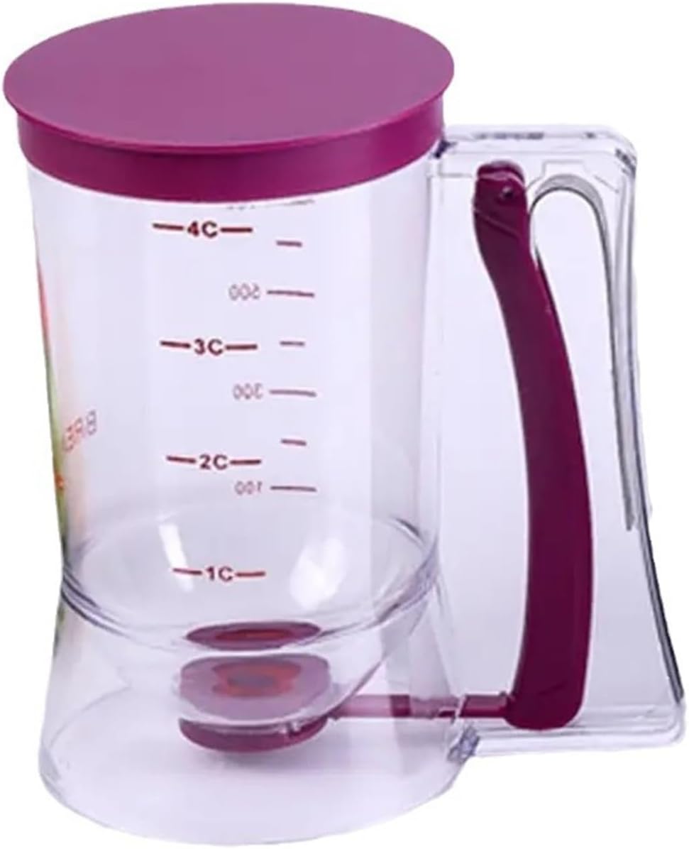 Cupcake Pancake Batter Dispenser 900ML Plastic Measuring Baking Tool with Quick Release Handle for Consistent Cupcakes Waffles