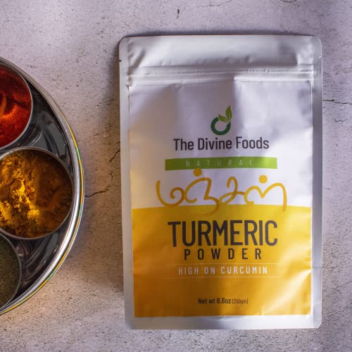 The Divine Foods | Organic Turmeric Powder | Organic | High Curcumin | 1.10 lbs (500gm) | 100% Raw from India | Non- GMO | From India Farm | 100% Pure