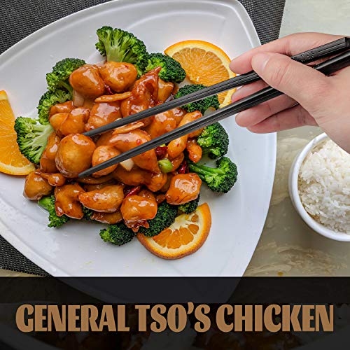 Hiware 10 Pairs Fiberglass Chopsticks - Reusable Chopsticks Dishwasher Safe, 9 1/2 Inches - Black #TOP6