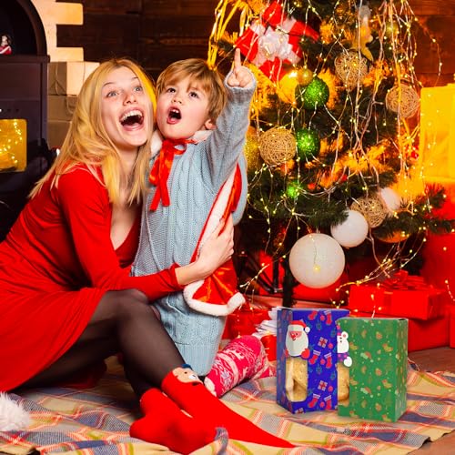 Uptotop Christmas Cookie Boxes with Window, 24 Pack Christmas Bakery Boxes with 6 Different Designs, Xmas Treat Boxes for Party Holiday Candy Gift Giving, 6.3\" x 4\" x 2.7\"