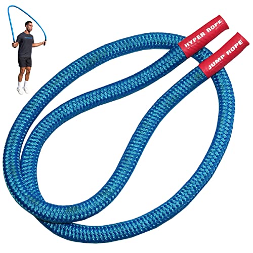 Hyperwear Gewichtetes Springseil für Fitness 3,4 kg Springseil Qualität geflochtenes dickes Seil Teil von Hyper Rope Kampfseile Home Gym System von gewichteten Seilen für das Training (blau) Cover