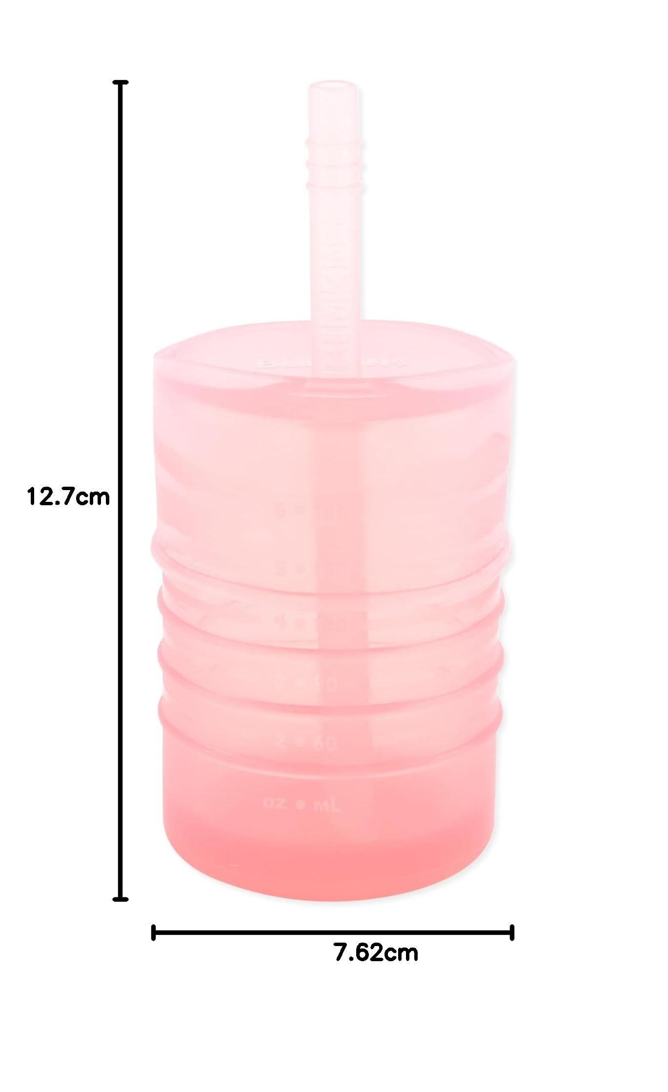 Bumkins Taza de silicona para niños con paja y tapa - Jalea rosa